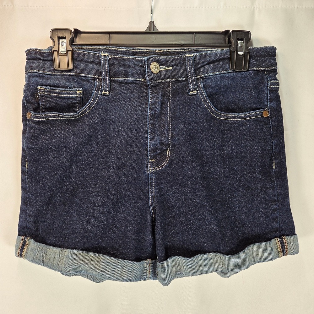 Judy Blue Women's Dark Blue Denim Short Medium Rolled Hem Style Classic